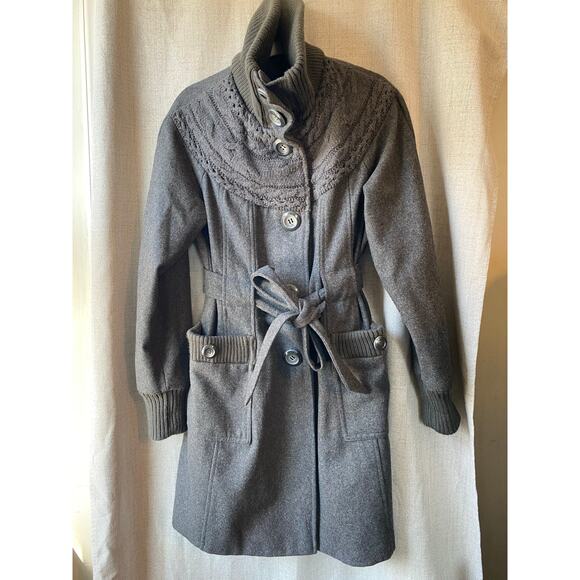 Women’s Gray Cozy Knit Button Up Coat by Green with Envy Size Large - Picture 7 of 7